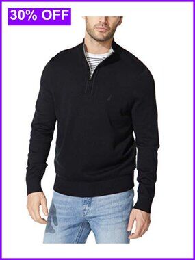 Men's Classic Fit Quarter-Zip Knit Pullover Sweater Ribbed Trim